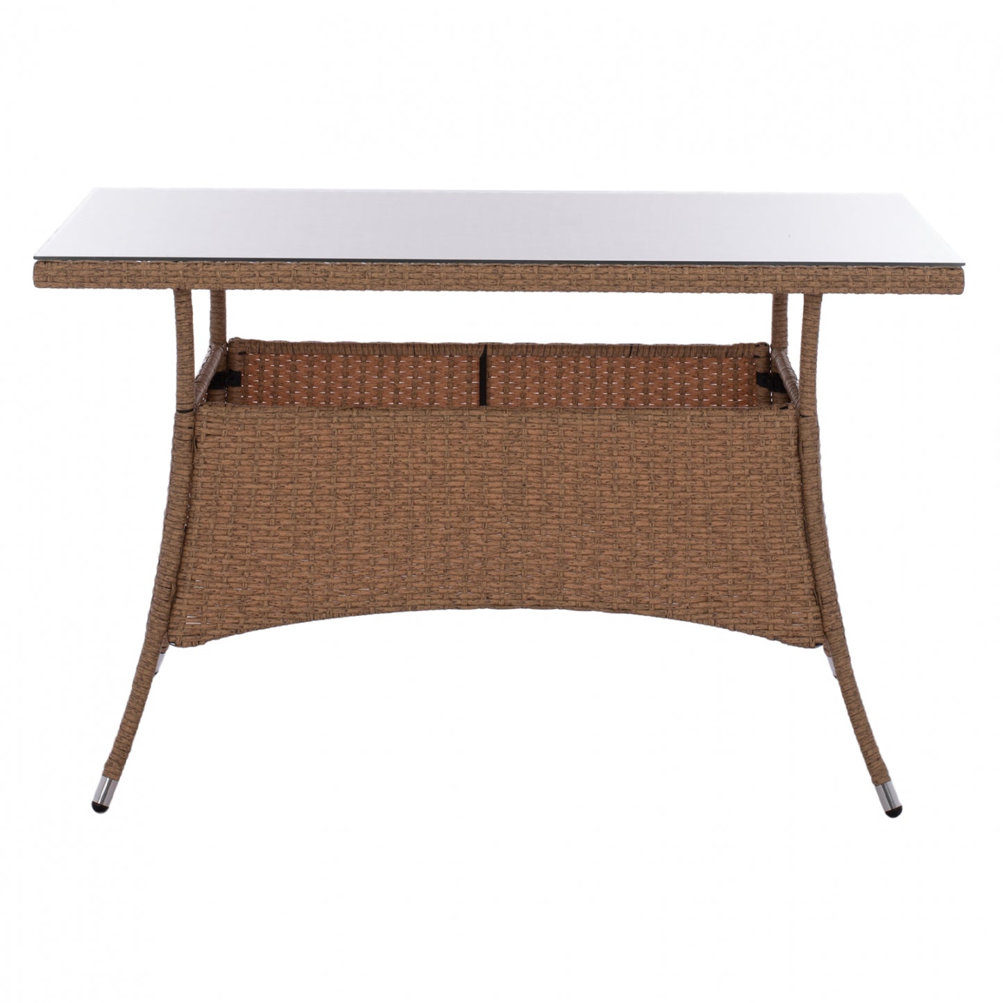 MILITARY RATTAN METAL TABLE BEIGE BROWN 120x70x75