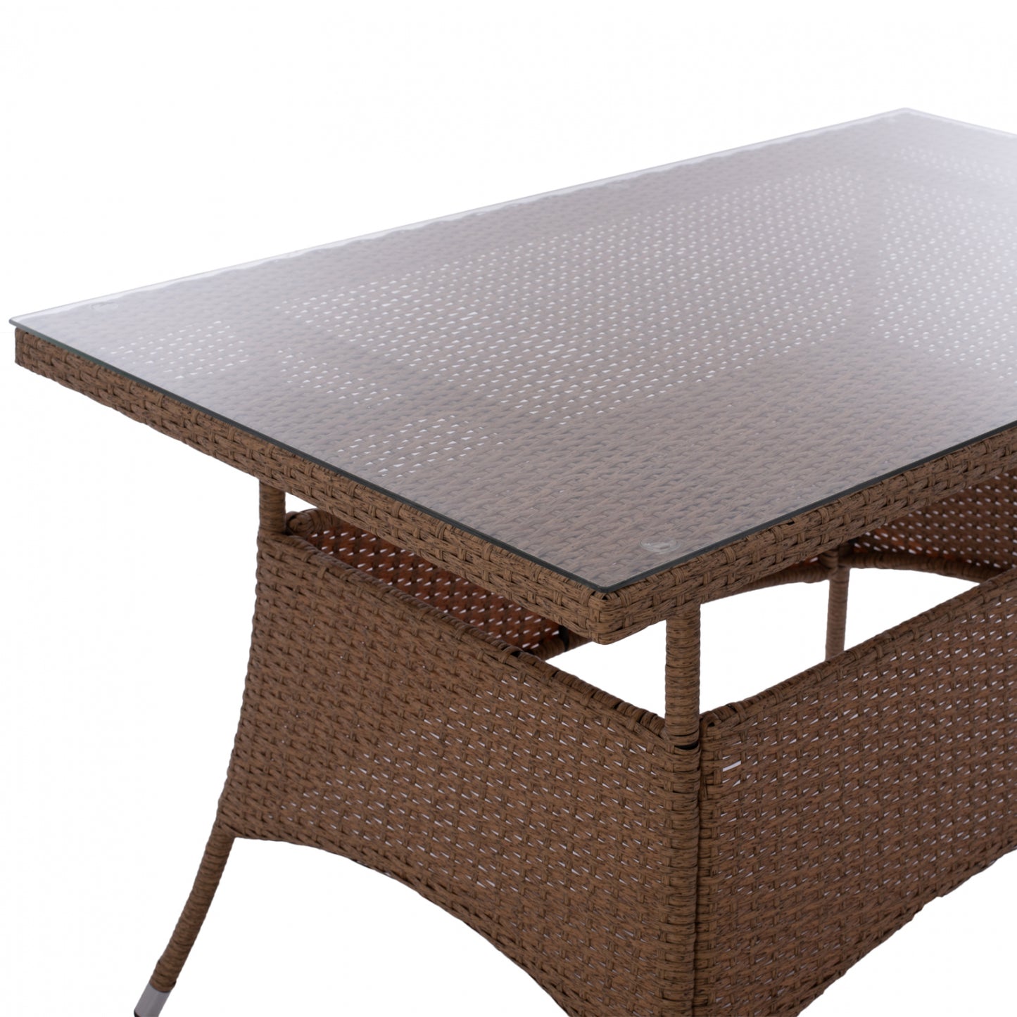 MILITARY RATTAN METAL TABLE BEIGE BROWN 120x70x75