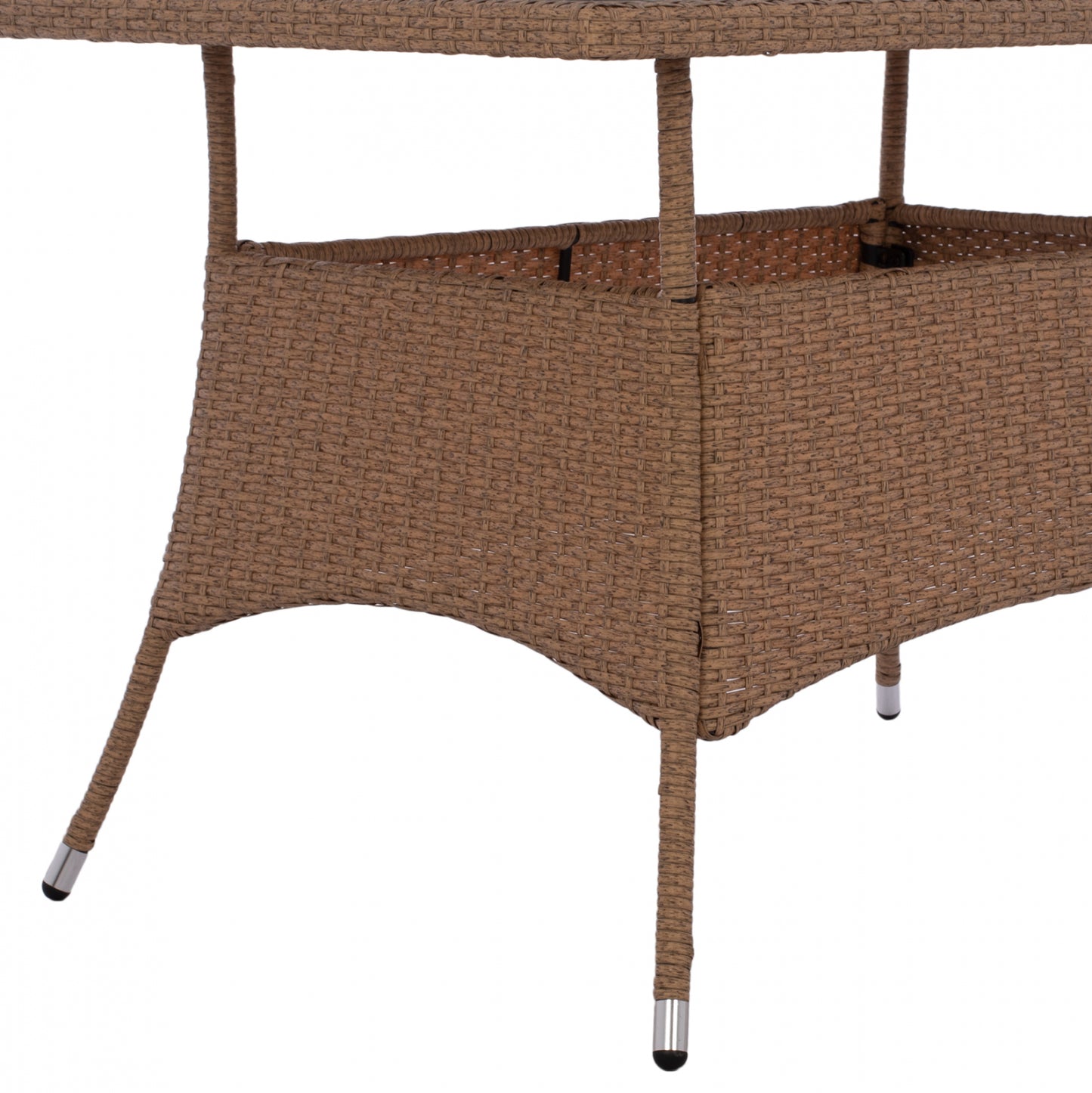MILITARY RATTAN METAL TABLE BEIGE BROWN 120x70x75