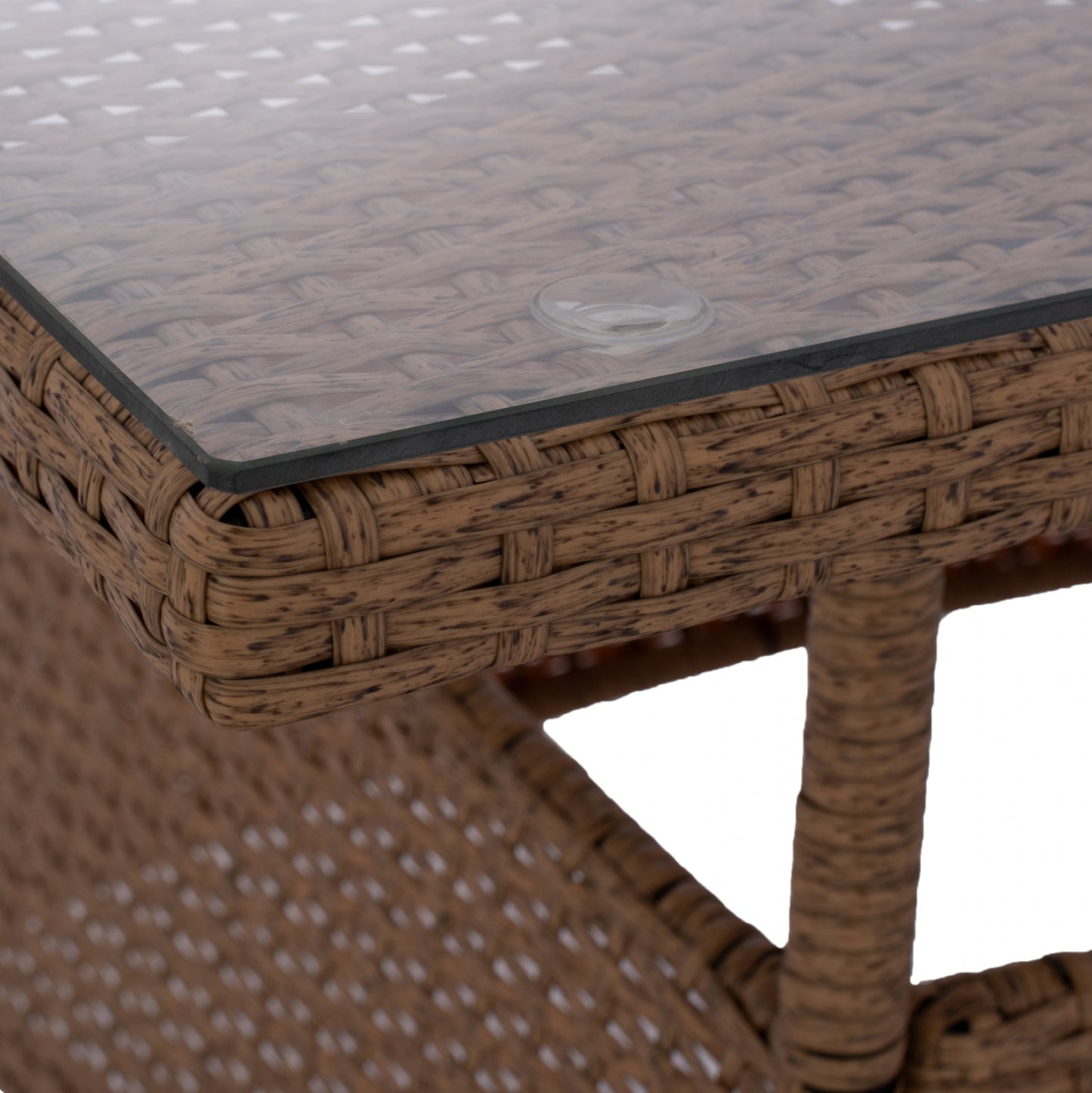 MILITARY RATTAN METAL TABLE BEIGE BROWN 120x70x75