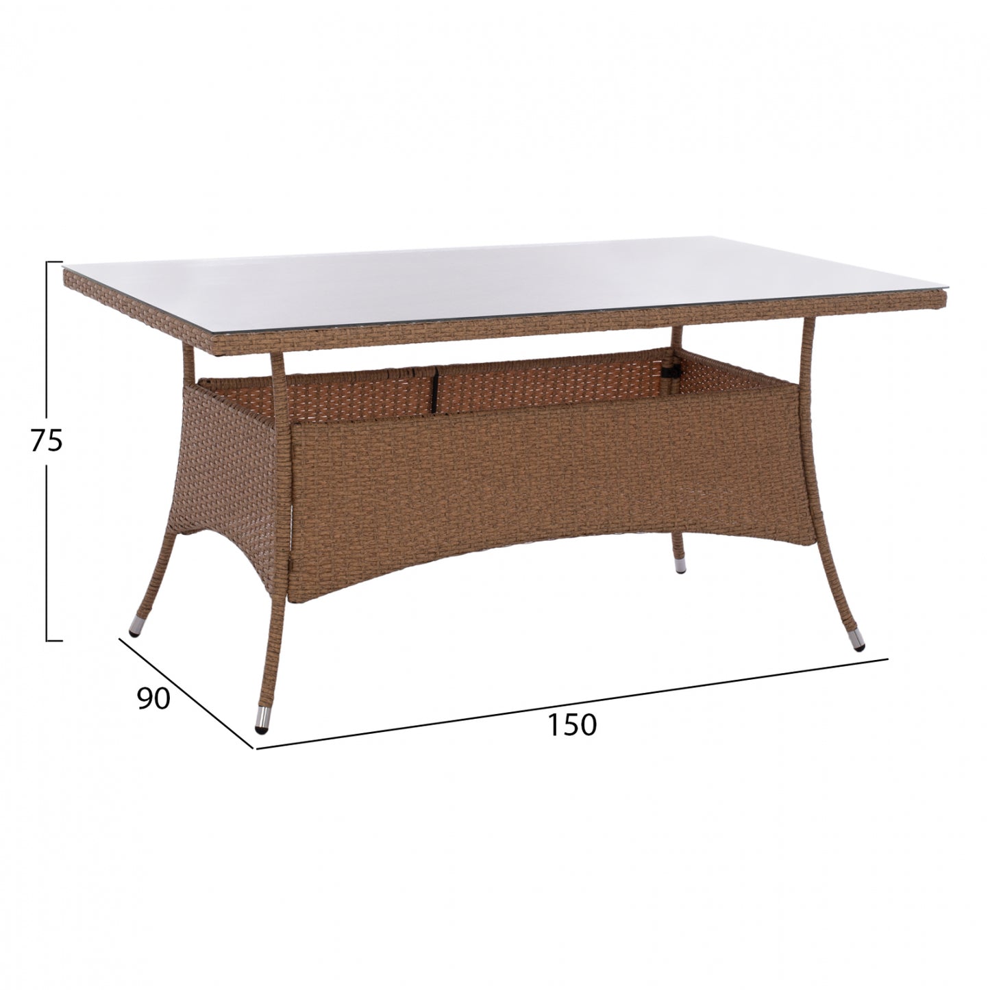 ΤΡΑΠΕΖΙ ΜΕΤΑΛΛΙΚΟ MINSK RATTAN ΜΠΕΖ ΚΑΦΕ 150x90x75