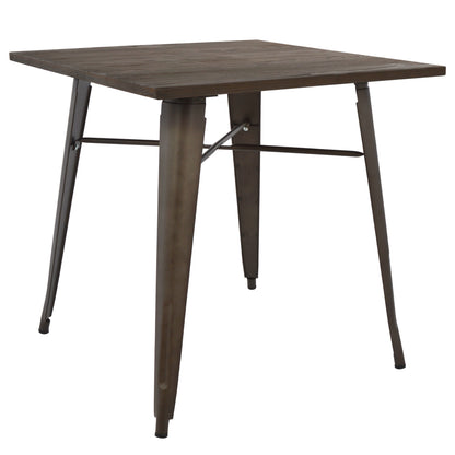 ΤΡΑΠΕΖΙ ΜΕΤΑΛΛΙΚΟ ΣΕ ΧΡΩΜΑ RUSTY ΚΑΙ ΞΥΛΟ 80x80x76