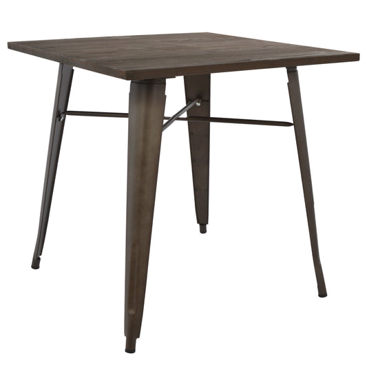 ΤΡΑΠΕΖΙ ΜΕΤΑΛΛΙΚΟ ΣΕ ΧΡΩΜΑ RUSTY ΚΑΙ ΞΥΛΟ 80x80x76