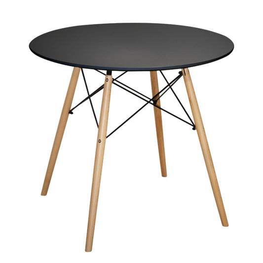 ΤΡΑΠΕΖΙ MINIMAL ΣΤΡΟΓΓΥΛΟ MDF ΣΕ ΜΑΥΡΟ ΠΟΔΙΑ ΟΞΙΑΣ ΦΥΣΙΚΟ Φ80x72