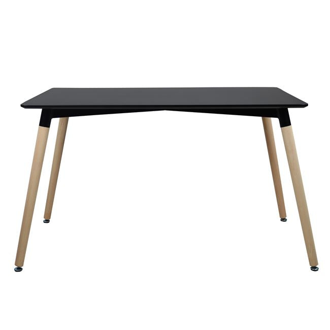 TABLE MINIMAL BLACK WITH OAK WOODEN LEGS 120x80x73