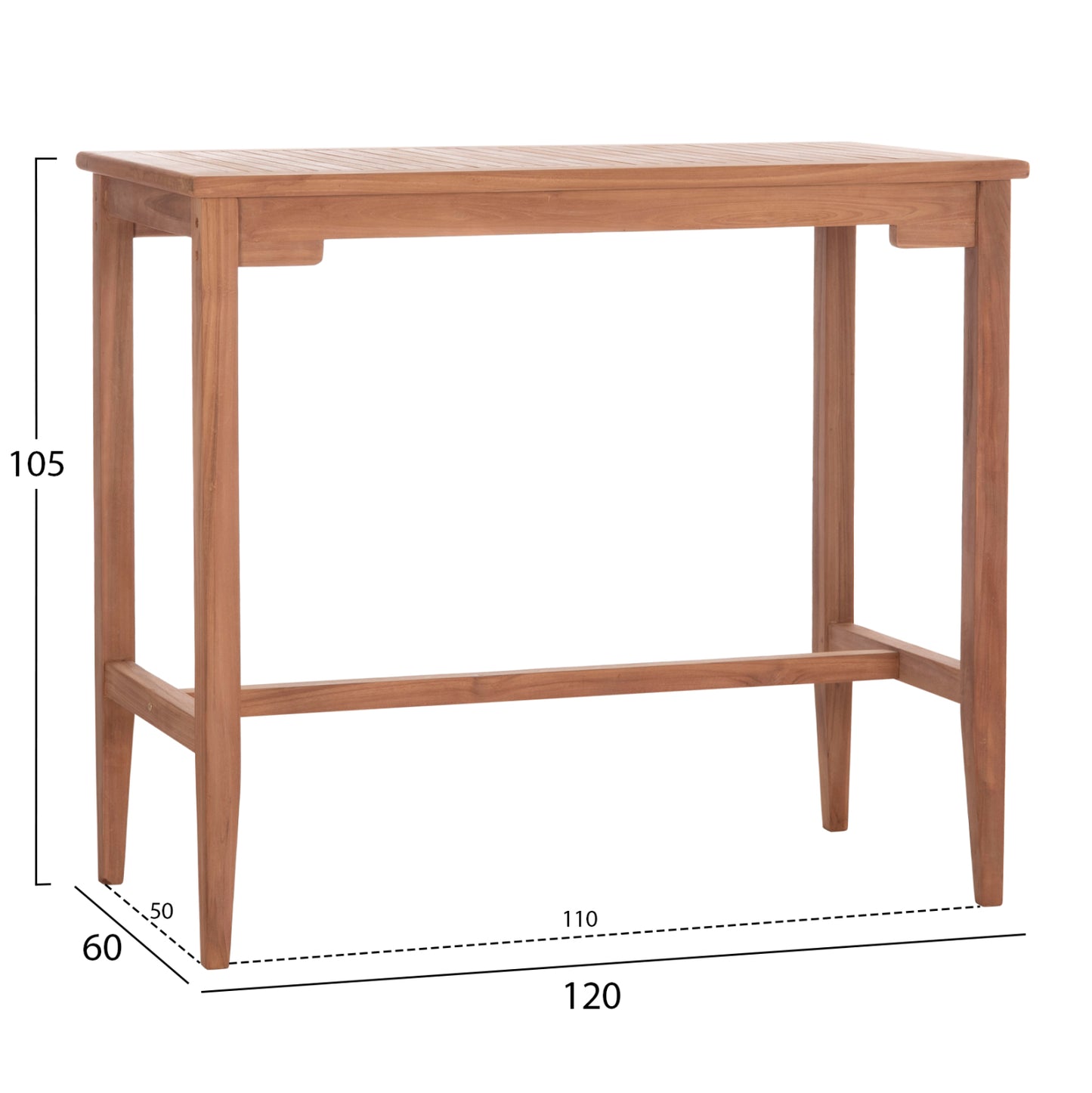 ΤΡΑΠΕΖΙ ΜΠΑΡ CRANSTON ΞΥΛΟ ΤΕΑΚ ΦΥΣΙΚΟ ΧΡΩΜΑ 120x60x105