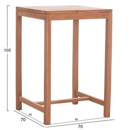 ΤΡΑΠΕΖΙ ΜΠΑΡ ΤΕΤΡΑΓΩΝΟ PRESSCOT ΞΥΛΟ TEAK ΣΕ ΦΥΣΙΚΟ 70x70x105