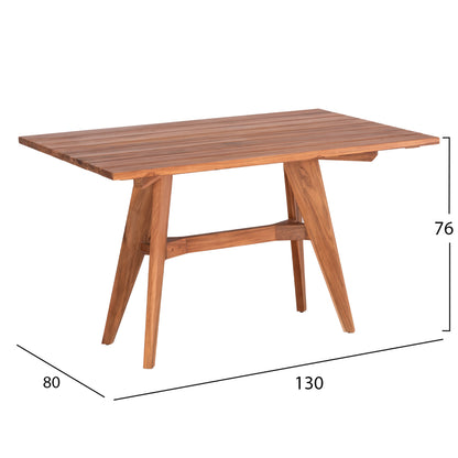 ΤΡΑΠΕΖΙ ΟΡΘΟΓΩΝΙΟ LEO ΜΑΣΙΦ ΞΥΛΟ ΤΕΑΚ 130x80x76