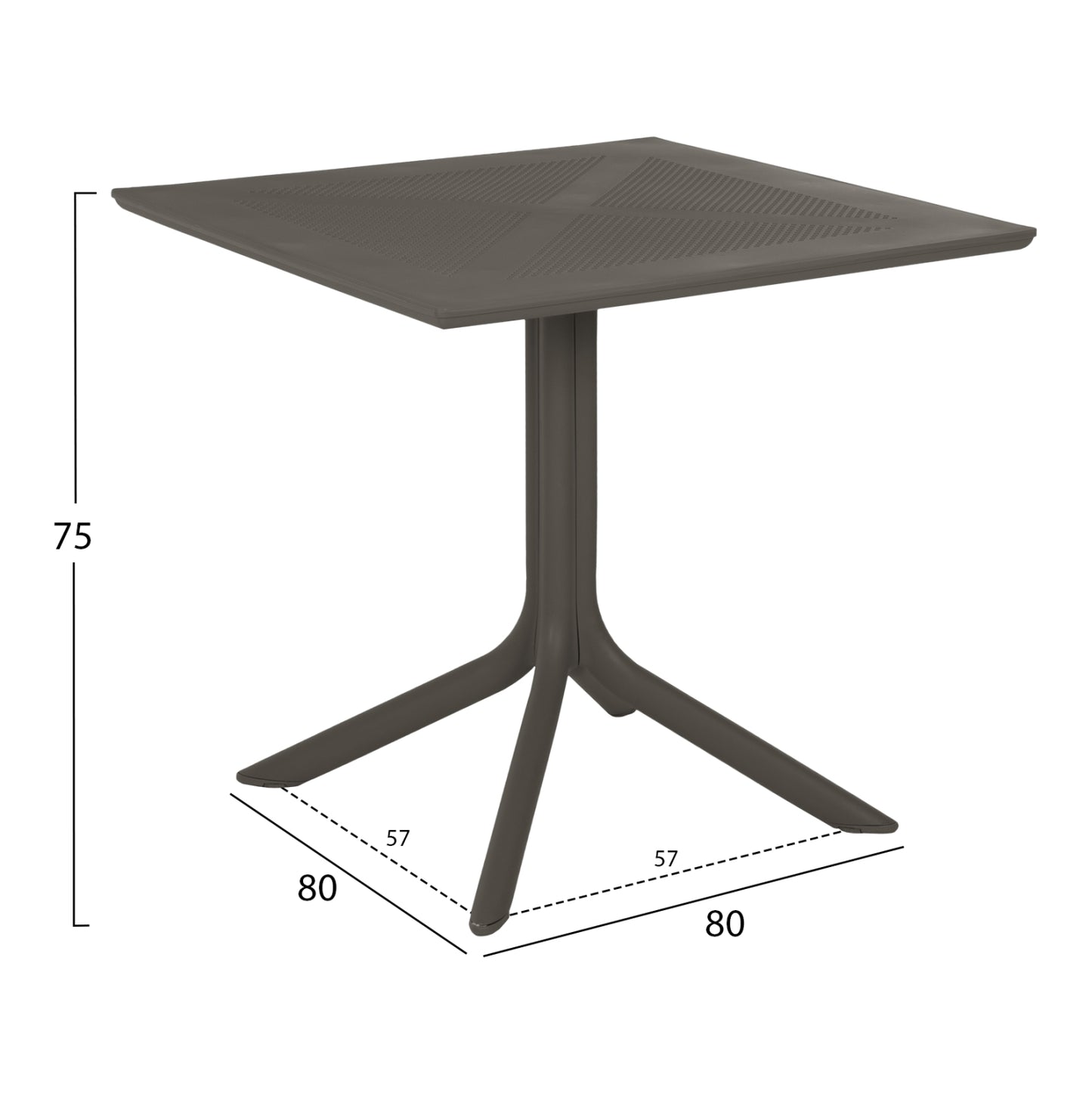 ΤΡΑΠΕΖΙ ΠΟΛΥΠΡΟΠΥΛΕΝΙΟΥ ΤΕΤΡΑΓΩΝΟ LUNAR DARK OLIVE 80x80x75