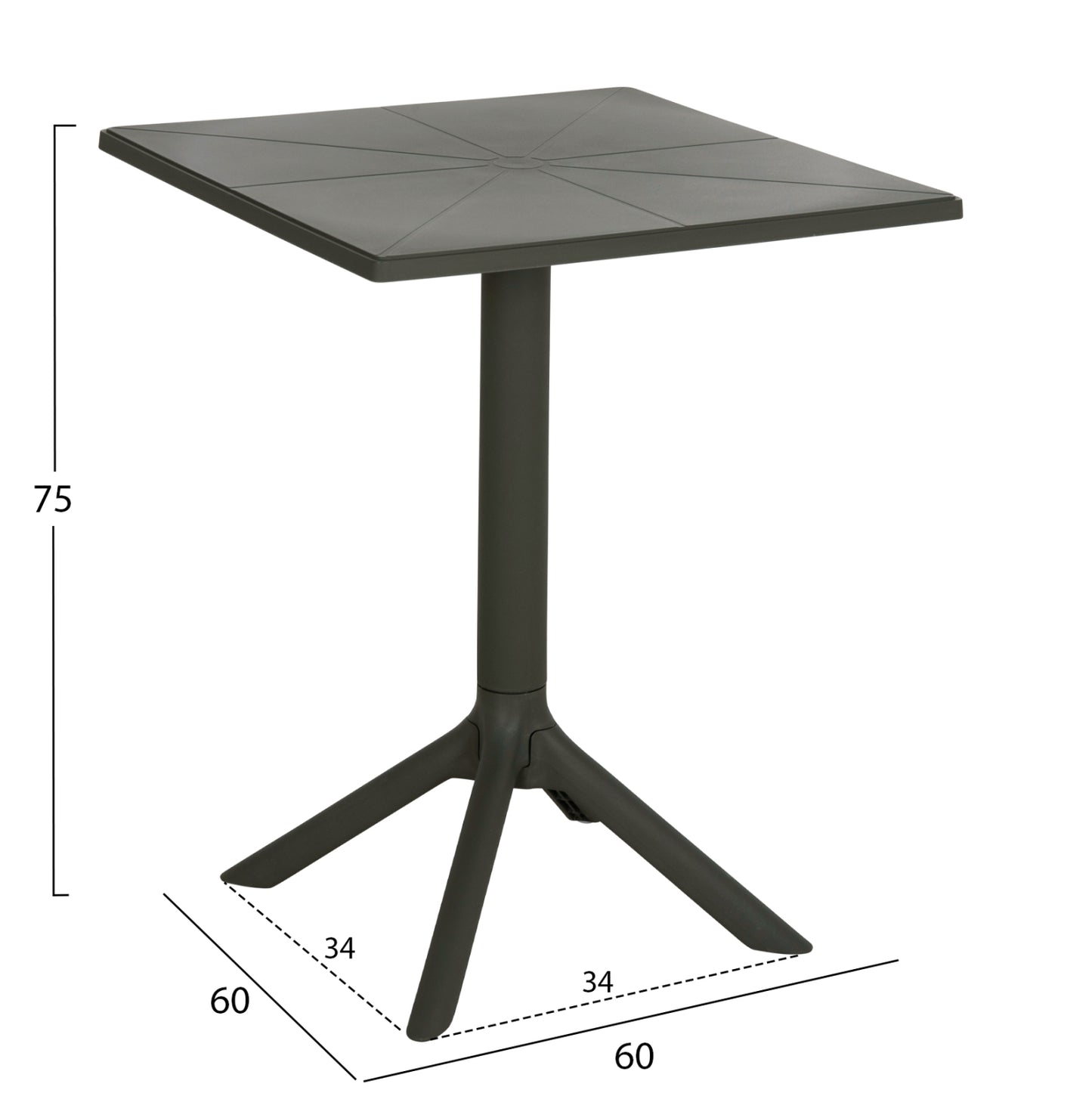 ΤΡΑΠΕΖΙ ΠΟΛΥΠΡΟΠΥΛΕΝΙΟΥ ΤΕΤΡΑΓΩΝΟ TERRIN DARK OLIVE 60x60x75