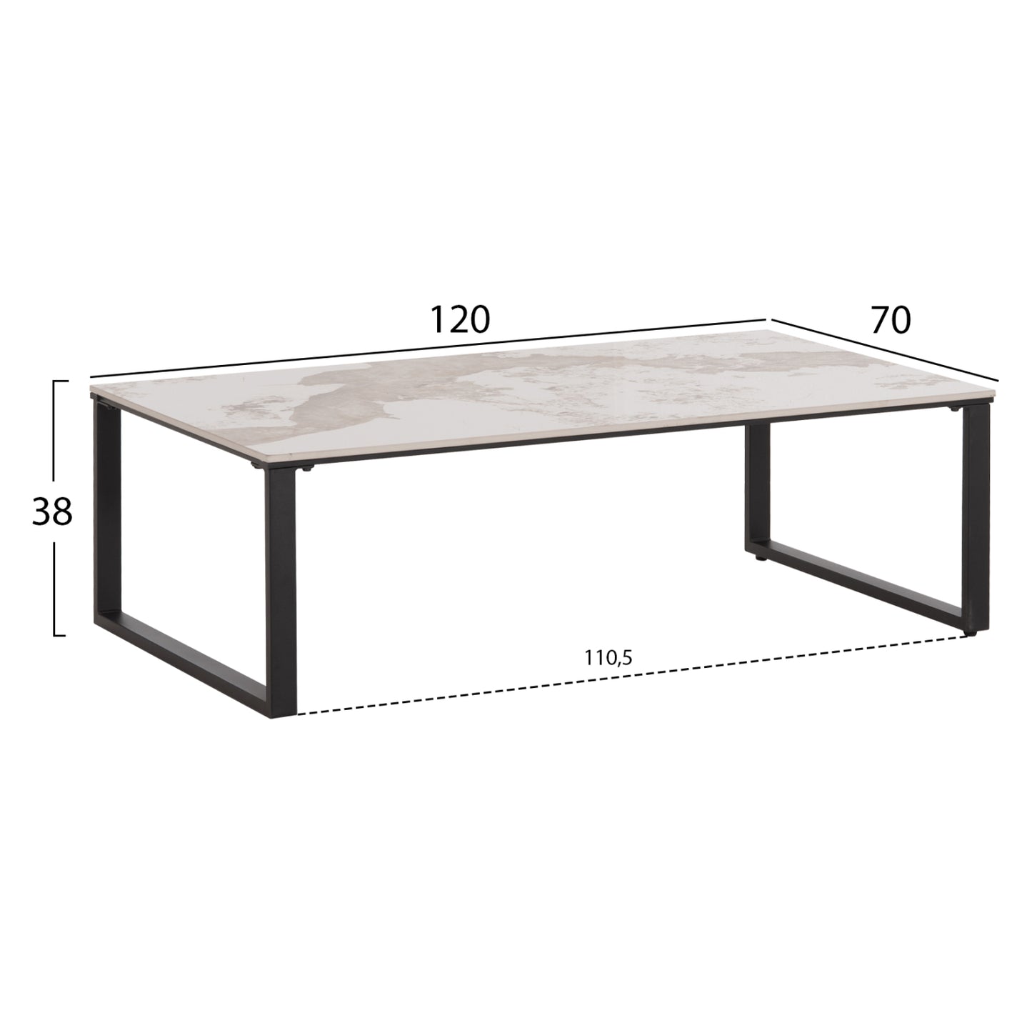 ΤΡΑΠΕΖΙ ΣΑΛΟΝΙΟΥ 2 ΤΜΧ TERREN ΜΕΤΑΛΛΟ SINTERED STONE PANDORA 120x70x45