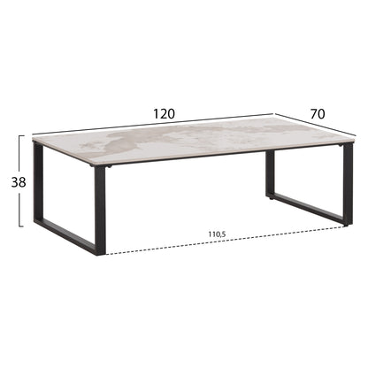 ΤΡΑΠΕΖΙ ΣΑΛΟΝΙΟΥ 2 ΤΜΧ TERREN ΜΕΤΑΛΛΟ SINTERED STONE PANDORA 120x70x45