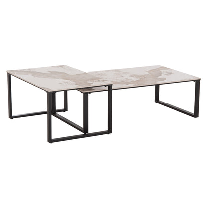 ΤΡΑΠΕΖΙ ΣΑΛΟΝΙΟΥ 2 ΤΜΧ TERREN ΜΕΤΑΛΛΟ SINTERED STONE PANDORA 120x70x45