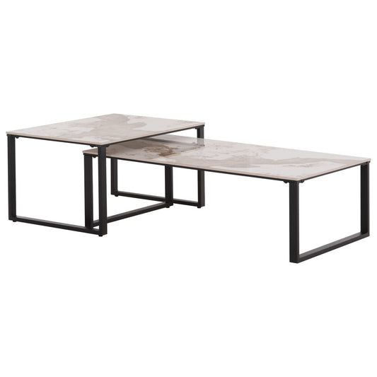 ΤΡΑΠΕΖΙ ΣΑΛΟΝΙΟΥ 2 ΤΜΧ TERREN ΜΕΤΑΛΛΟ SINTERED STONE PANDORA 120x70x45