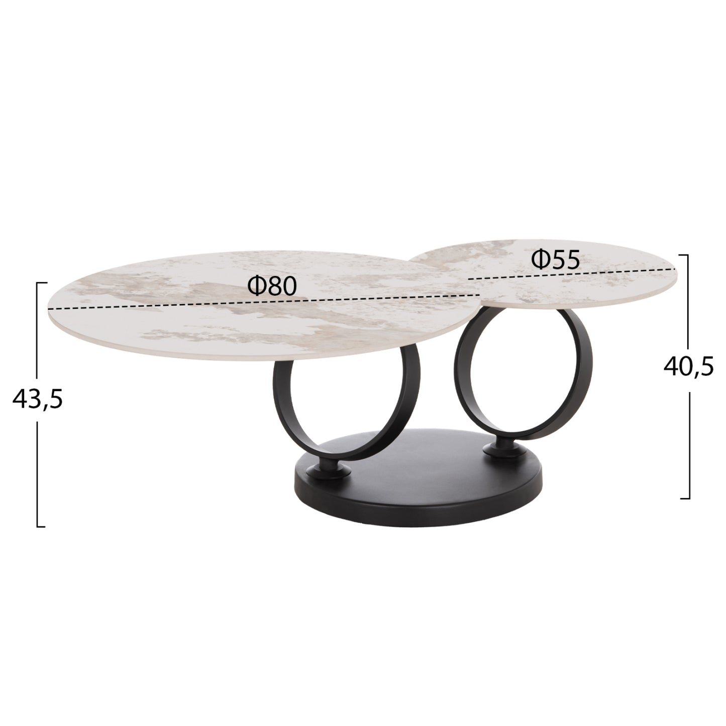 ΤΡΑΠΕΖΙ ΣΑΛΟΝΙΟΥ ΔΙΠΛΟ NUBISA ΜΕΤΑΛΛΟ SINTERED STONE PANDORA Φ80x43.5