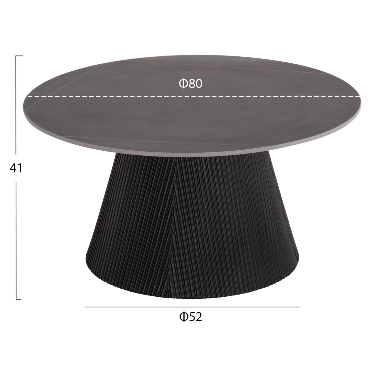 ΤΡΑΠΕΖΙ ΣΑΛΟΝΙΟΥ DUNCAN HM18022.01 ΚΕΡΑΜΙΚΟ TOP-MDF ΒΑΣΗ-ΜΑΥΡΟ Φ80x41Υεκ.