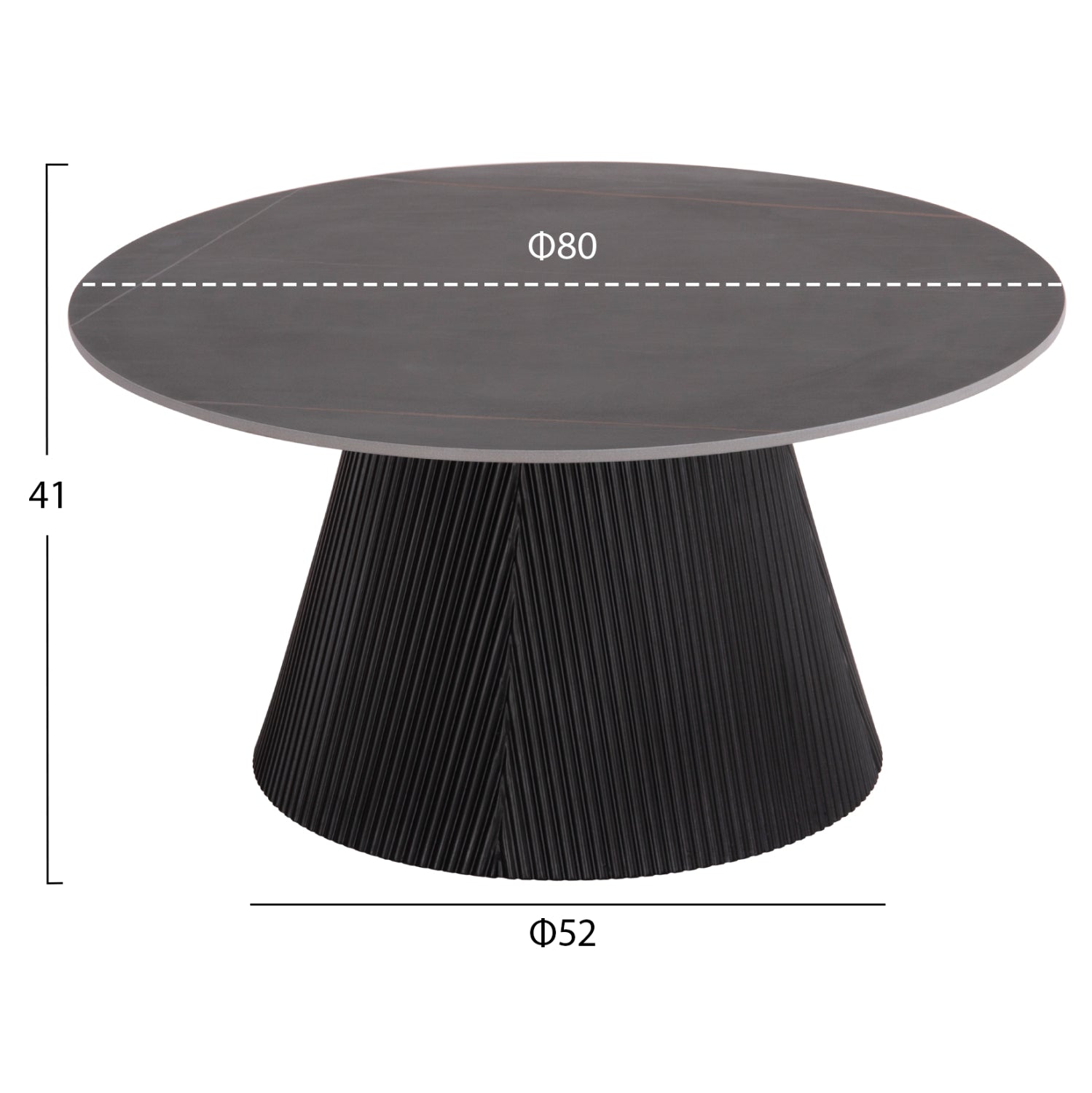 ΤΡΑΠΕΖΙ ΣΑΛΟΝΙΟΥ DUNCAN HM18022.01 ΚΕΡΑΜΙΚΟ TOP-MDF ΒΑΣΗ-ΜΑΥΡΟ Φ80x41Υεκ.