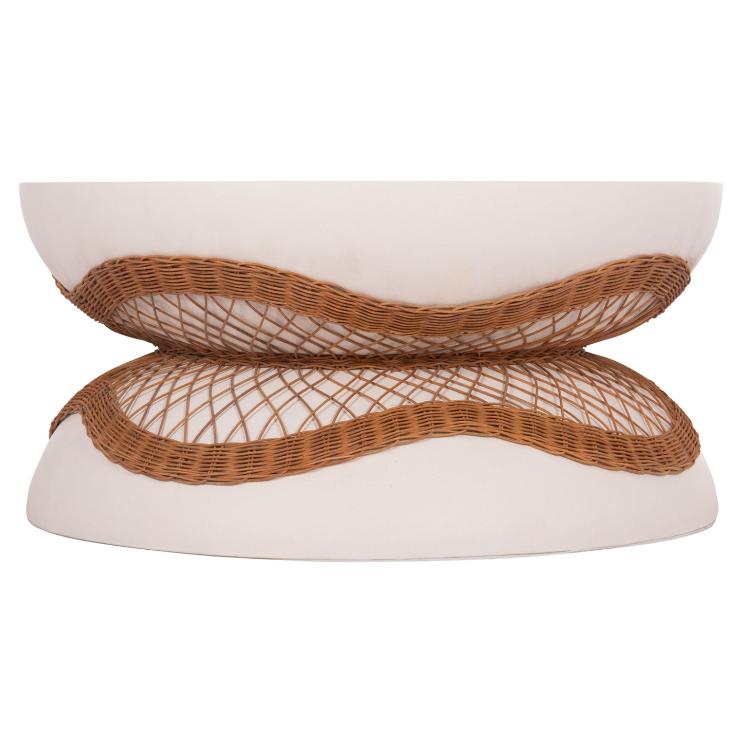 ΤΡΑΠΕΖΙ ΣΑΛΟΝΙΟΥ ANNA FIBER CEMENT ΛΕΥΚΟ ΦΥΣΙΚΟ RATTAN Φ92x44.5