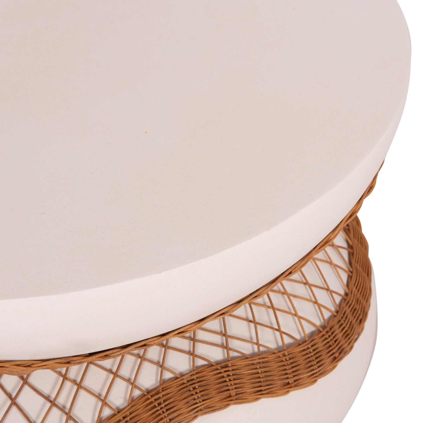 ΤΡΑΠΕΖΙ ΣΑΛΟΝΙΟΥ ANNA FIBER CEMENT ΛΕΥΚΟ ΦΥΣΙΚΟ RATTAN Φ92x44.5