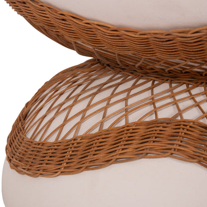 ΤΡΑΠΕΖΙ ΣΑΛΟΝΙΟΥ ANNA FIBER CEMENT ΛΕΥΚΟ ΦΥΣΙΚΟ RATTAN Φ92x44.5