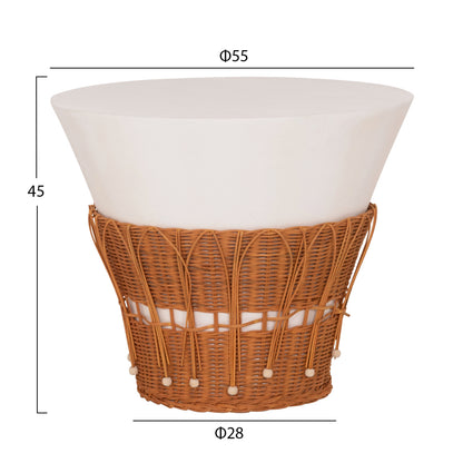 ΤΡΑΠΕΖΙ ΣΑΛΟΝΙΟΥ PERRAL FIBER CEMENT ΛΕΥΚΟ ΦΥΣΙΚΟ RATTAN Φ55x45