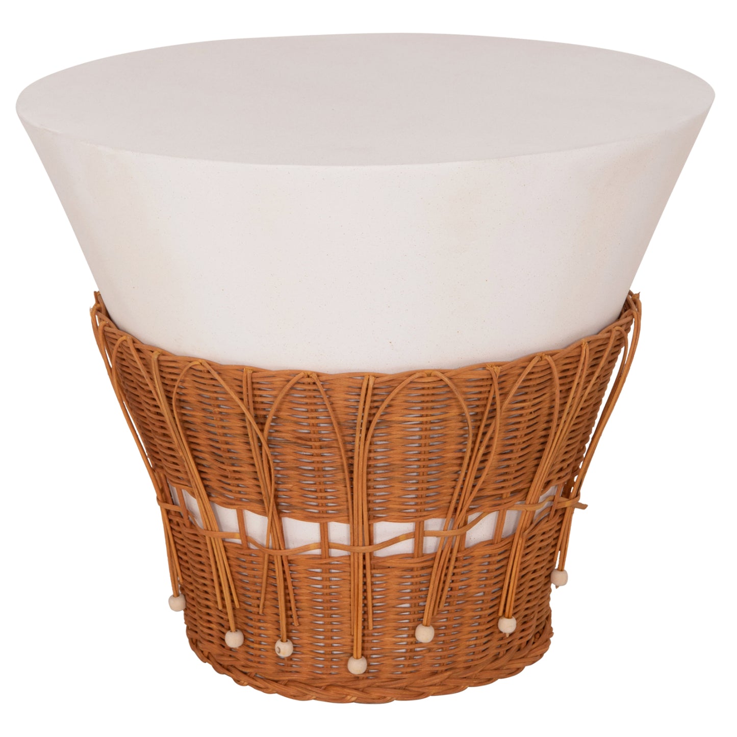 ΤΡΑΠΕΖΙ ΣΑΛΟΝΙΟΥ PERRAL FIBER CEMENT ΛΕΥΚΟ ΦΥΣΙΚΟ RATTAN Φ55x45