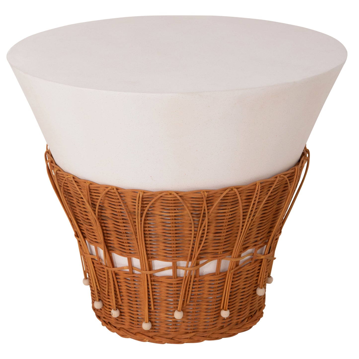 ΤΡΑΠΕΖΙ ΣΑΛΟΝΙΟΥ PERRAL FIBER CEMENT ΛΕΥΚΟ ΦΥΣΙΚΟ RATTAN Φ55x45