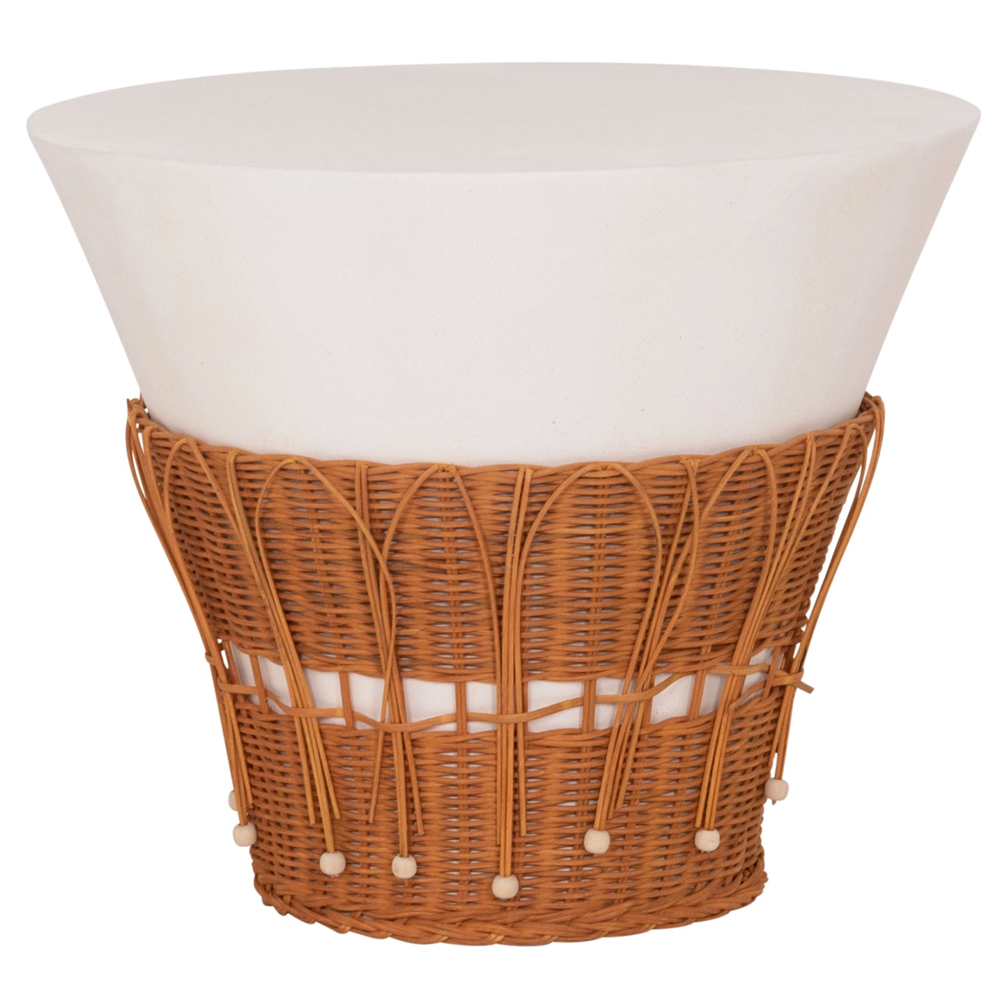 ΤΡΑΠΕΖΙ ΣΑΛΟΝΙΟΥ PERRAL FIBER CEMENT ΛΕΥΚΟ ΦΥΣΙΚΟ RATTAN Φ55x45