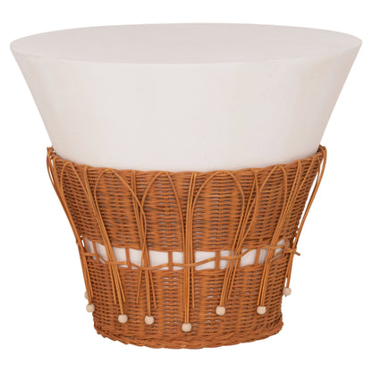 ΤΡΑΠΕΖΙ ΣΑΛΟΝΙΟΥ PERRAL FIBER CEMENT ΛΕΥΚΟ ΦΥΣΙΚΟ RATTAN Φ55x45
