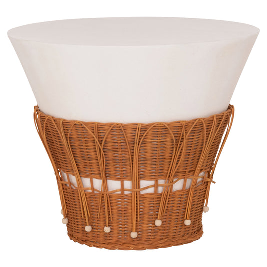 ΤΡΑΠΕΖΙ ΣΑΛΟΝΙΟΥ PERRAL FIBER CEMENT ΛΕΥΚΟ ΦΥΣΙΚΟ RATTAN Φ55x45