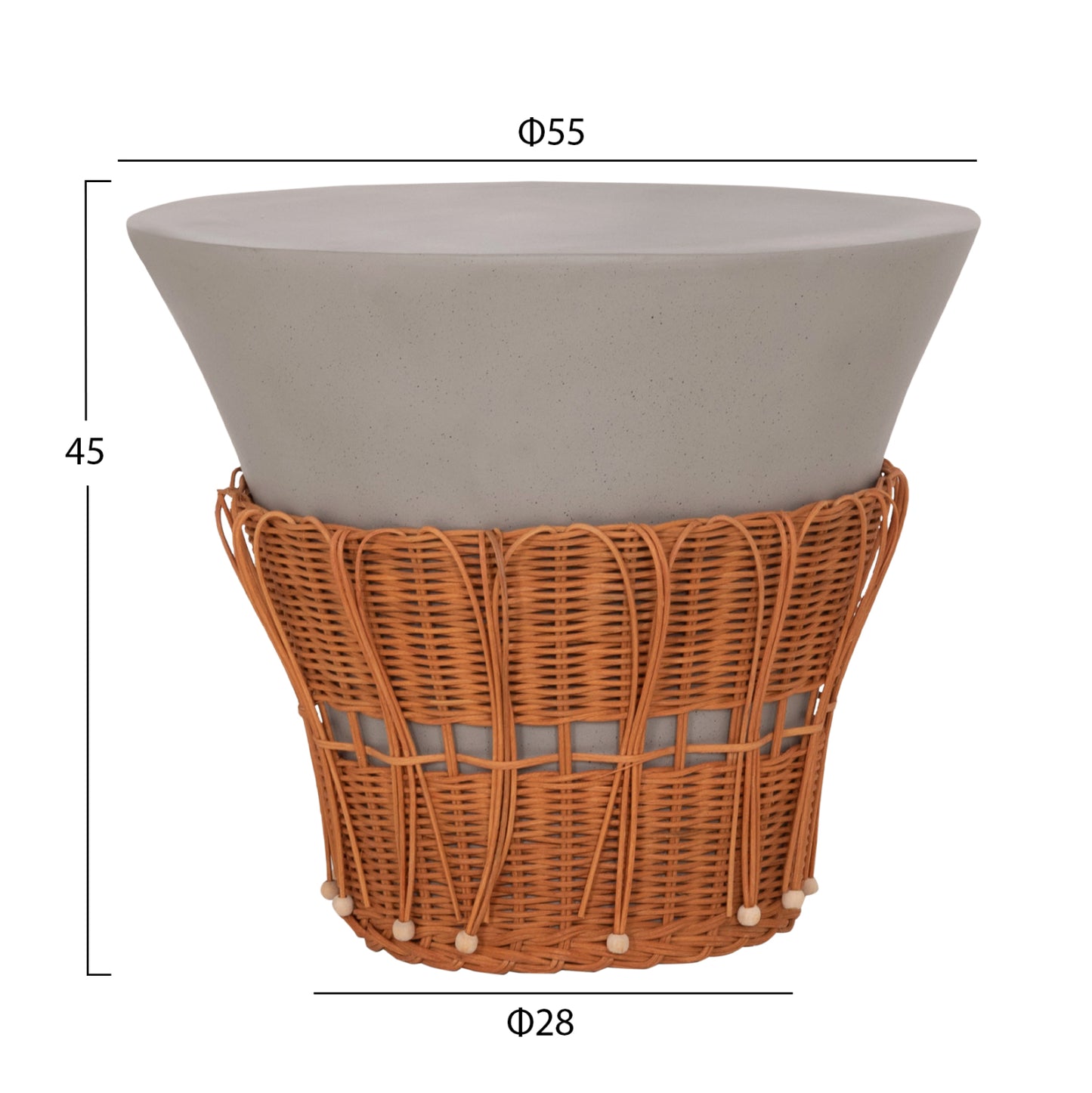 ΤΡΑΠΕΖΙ ΣΑΛΟΝΙΟΥ PERRAL FIBER CEMENT ΓΚΡΙ ΦΥΣΙΚΟ RATTAN Φ55x45