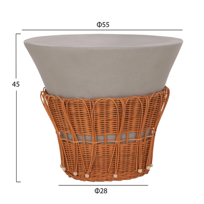ΤΡΑΠΕΖΙ ΣΑΛΟΝΙΟΥ PERRAL FIBER CEMENT ΓΚΡΙ ΦΥΣΙΚΟ RATTAN Φ55x45