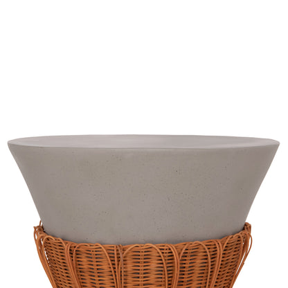 ΤΡΑΠΕΖΙ ΣΑΛΟΝΙΟΥ PERRAL FIBER CEMENT ΓΚΡΙ ΦΥΣΙΚΟ RATTAN Φ55x45