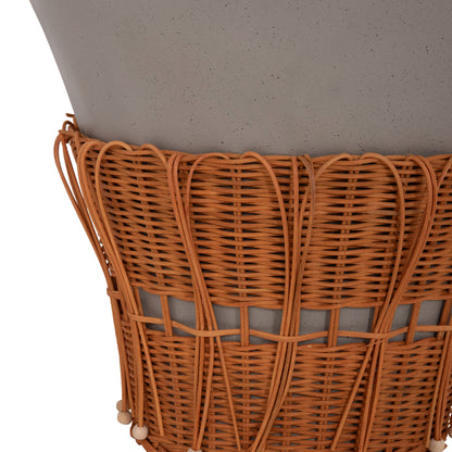ΤΡΑΠΕΖΙ ΣΑΛΟΝΙΟΥ PERRAL FIBER CEMENT ΓΚΡΙ ΦΥΣΙΚΟ RATTAN Φ55x45