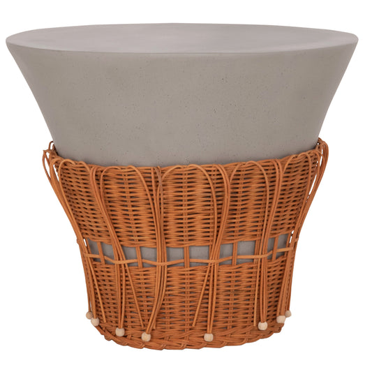 ΤΡΑΠΕΖΙ ΣΑΛΟΝΙΟΥ PERRAL FIBER CEMENT ΓΚΡΙ ΦΥΣΙΚΟ RATTAN Φ55x45