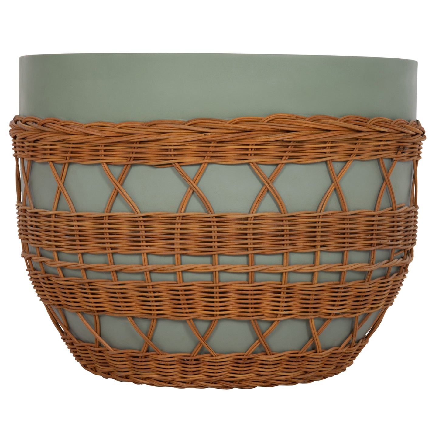 ΤΡΑΠΕΖΙ ΣΑΛΟΝΙΟΥ VILHENA FIBER CEMENT ΠΡΑΣΙΝΟ RATTAN ΦΥΣΙΚΟ Φ56x47