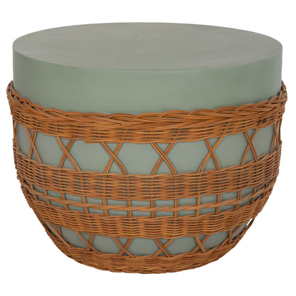ΤΡΑΠΕΖΙ ΣΑΛΟΝΙΟΥ VILHENA FIBER CEMENT ΠΡΑΣΙΝΟ RATTAN ΦΥΣΙΚΟ Φ56x47