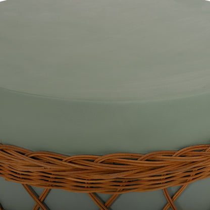 ΤΡΑΠΕΖΙ ΣΑΛΟΝΙΟΥ VILHENA FIBER CEMENT ΠΡΑΣΙΝΟ RATTAN ΦΥΣΙΚΟ Φ56x47