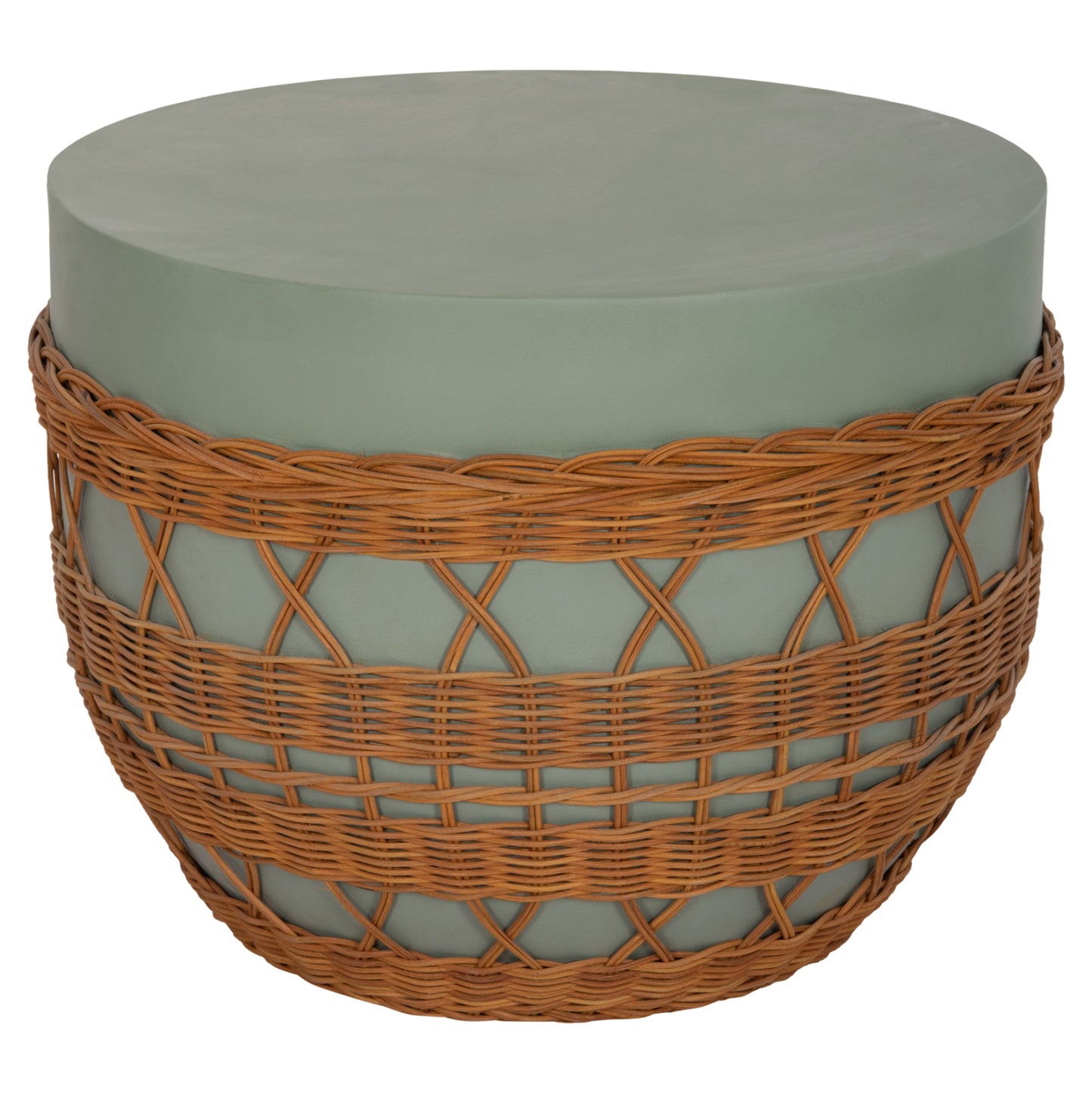 ΤΡΑΠΕΖΙ ΣΑΛΟΝΙΟΥ VILHENA FIBER CEMENT ΠΡΑΣΙΝΟ RATTAN ΦΥΣΙΚΟ Φ56x47