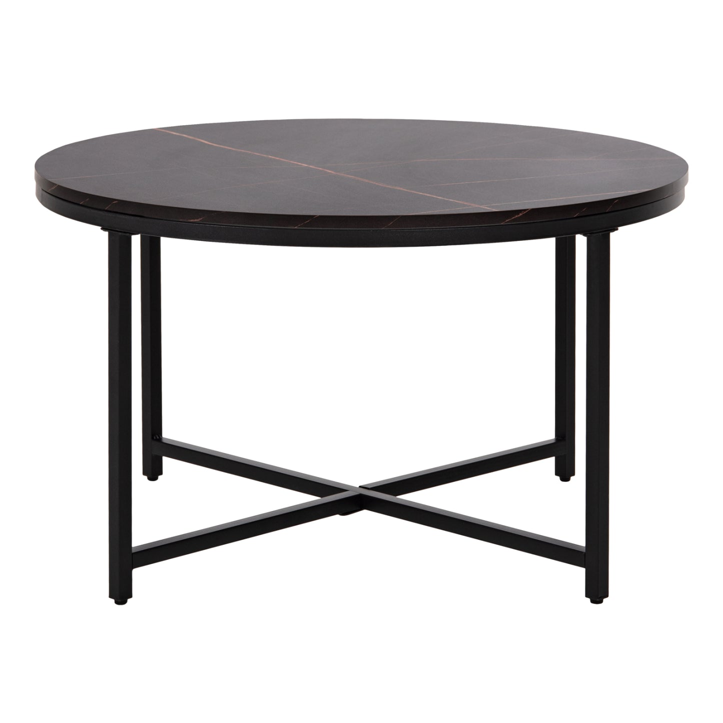 ΤΡΑΠΕΖΙ ΣΑΛΟΝΙΟΥ BLACK MARBLE ΜΕΛΑΜΙΝΗ ΜΑΥΡΗ ΜΕΤΑΛΛΙΚΗ ΒΑΣΗ Φ80x48,5