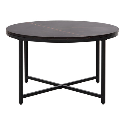 ΤΡΑΠΕΖΙ ΣΑΛΟΝΙΟΥ BLACK MARBLE ΜΕΛΑΜΙΝΗ ΜΑΥΡΗ ΜΕΤΑΛΛΙΚΗ ΒΑΣΗ Φ80x48,5