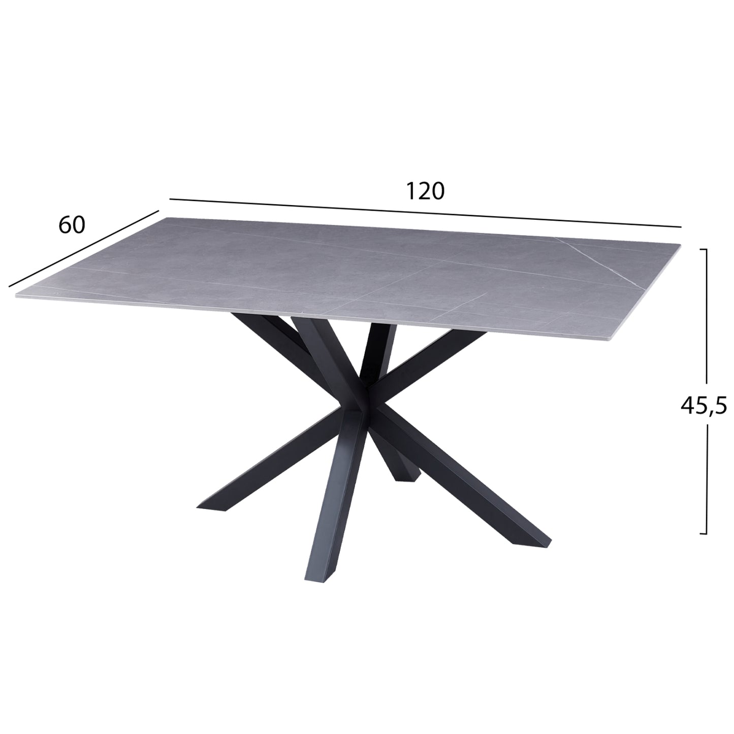 ΤΡΑΠΕΖΙ ΣΑΛΟΝΙΟΥ GREY MARBLE ΜΑΥΡΗ ΜΕΤΑΛ. ΒΑΣΗ 120x60x45,5