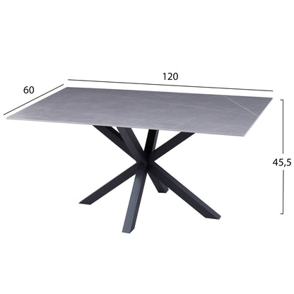 ΤΡΑΠΕΖΙ ΣΑΛΟΝΙΟΥ GREY MARBLE ΜΑΥΡΗ ΜΕΤΑΛ. ΒΑΣΗ 120x60x45,5