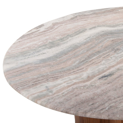 COFFEE TABLE FORMEL ACACIA WOOD NATURAL WHITE MARBLE D100x40