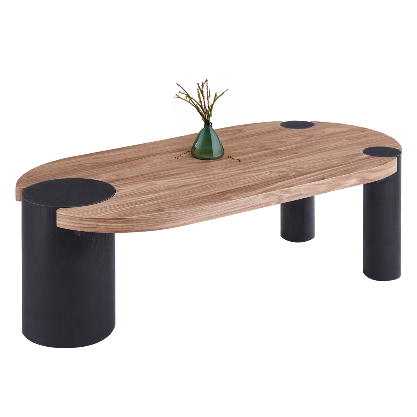 ΤΡΑΠΕΖΙ ΣΑΛΟΝΙΟΥ ΟΒΑΛ OVALON MDF TOP ΚΑΡΥΔΙ MDF ΠΟΔΙΑ ΜΑΥΡΑ 120x60x40