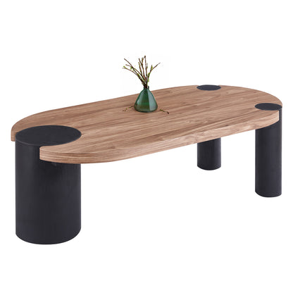 ΤΡΑΠΕΖΙ ΣΑΛΟΝΙΟΥ ΟΒΑΛ OVALON MDF TOP ΚΑΡΥΔΙ MDF ΠΟΔΙΑ ΜΑΥΡΑ 120x60x40