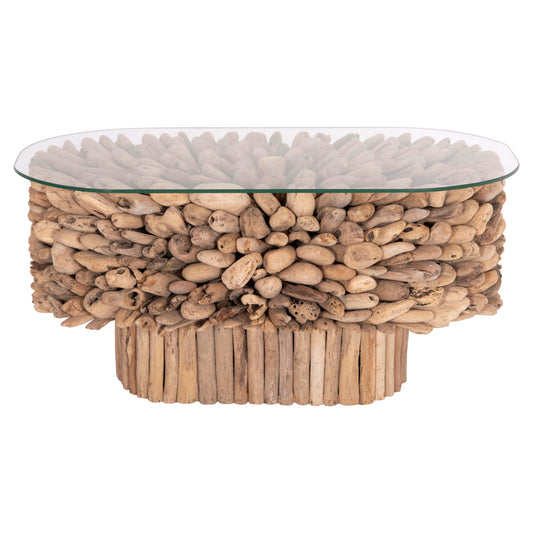 ΤΡΑΠΕΖΙ ΣΑΛΟΝΙΟΥ ΟΒΑΛ SPARROW DRIFTWOOD ΓΥΑΛΙ 106x55,5x50,5