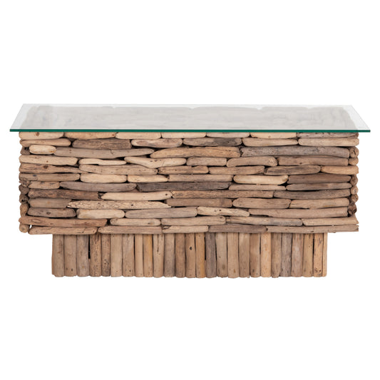 ΤΡΑΠΕΖΙ ΣΑΛΟΝΙΟΥ ΟΡΘΟΓΩΝΙΟ SPARROW DRIFTWOOD-ΓΥΑΛΙ 105x45x47
