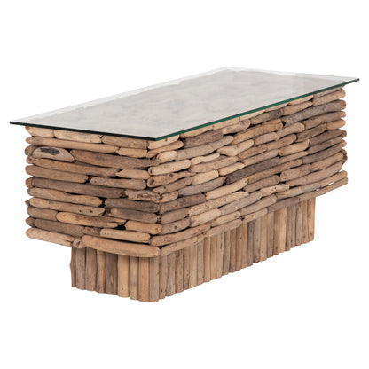 ΤΡΑΠΕΖΙ ΣΑΛΟΝΙΟΥ ΟΡΘΟΓΩΝΙΟ SPARROW DRIFTWOOD-ΓΥΑΛΙ 105x45x47
