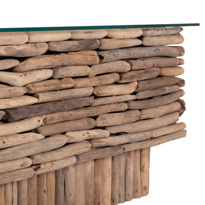ΤΡΑΠΕΖΙ ΣΑΛΟΝΙΟΥ ΟΡΘΟΓΩΝΙΟ SPARROW DRIFTWOOD-ΓΥΑΛΙ 105x45x47